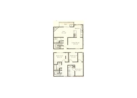 Floor plan for 3 beds, 2.5 baths, 1500 sqft